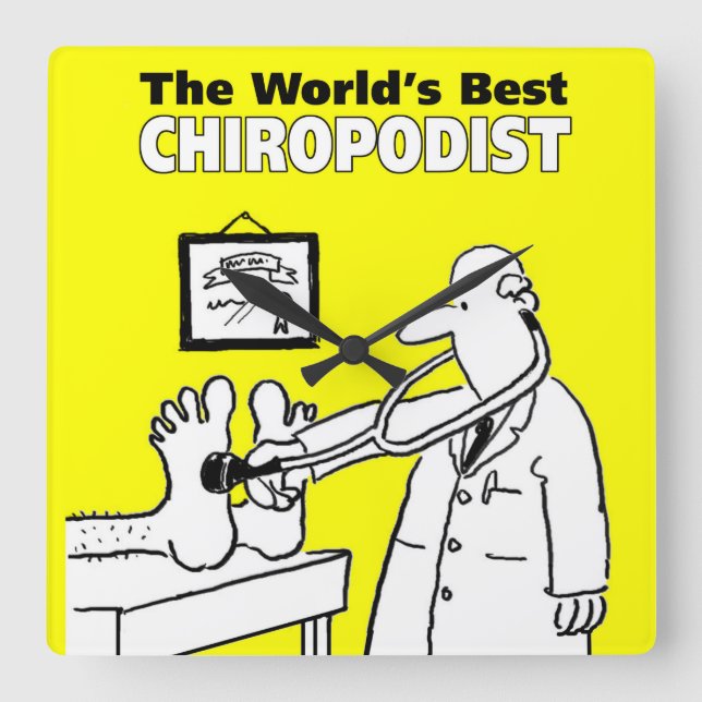 Relógio Quadrado O melhor Chiropodista do mundo (Frente)