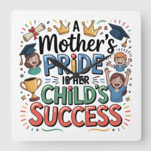 Relógio Quadrado O Orgulho de uma Mãe é o Sucesso do seu Filho