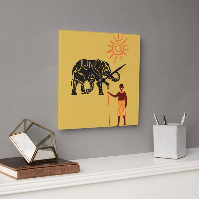 Relógio Quadrado O pôr do sol na África. (Escritório)