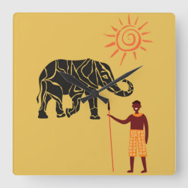 Relógio Quadrado O pôr do sol na África.