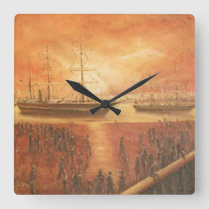 Relógio Quadrado O pôr do sol no passado