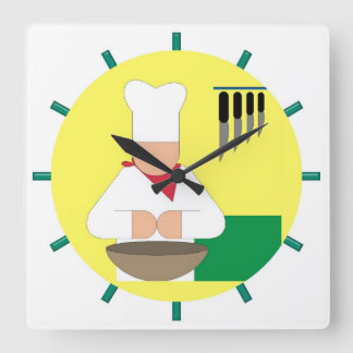 Relógio Quadrado O pulso de disparo da cozinha do cozinheiro chefe