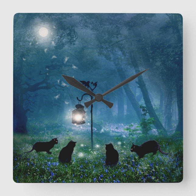 Relógio Quadrado O pulso de disparo dos gatos das bruxas (Frente)
