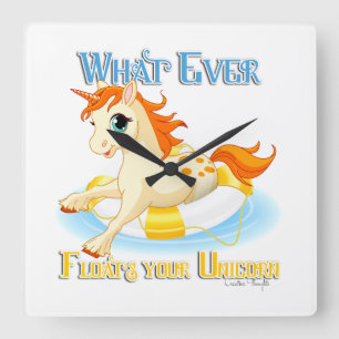Relógio Quadrado O que flutuar no seu Unicórnio