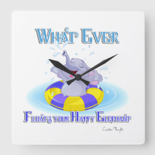 Relógio Quadrado O que quer que flutue seu elefante feliz