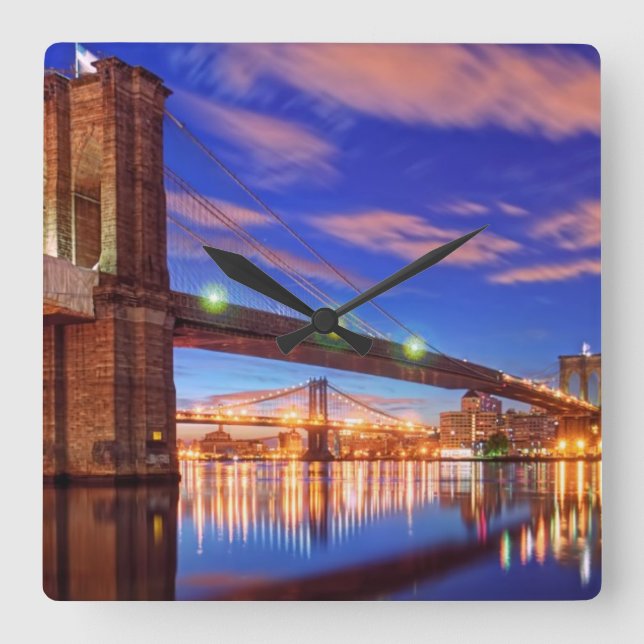 Relógio Quadrado O Rio Este, Ponte Brooklyn, Manhattan (Frente)
