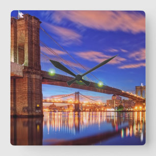 Relógio Quadrado O Rio Este, Ponte Brooklyn, Manhattan