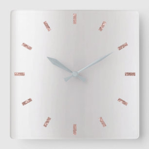 Relógio Quadrado O rosa cinzento da prata cora preto mínimo