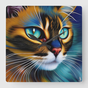 Relógio Quadrado O rosto de um belo ponto de Lynx Siamese
