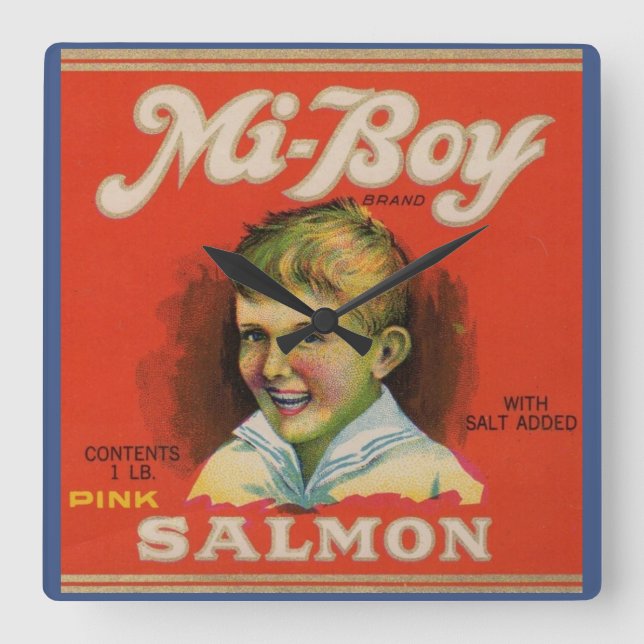 Relógio Quadrado O salmão rosa mi-Boy 1930 pode ser rotulado (Frente)