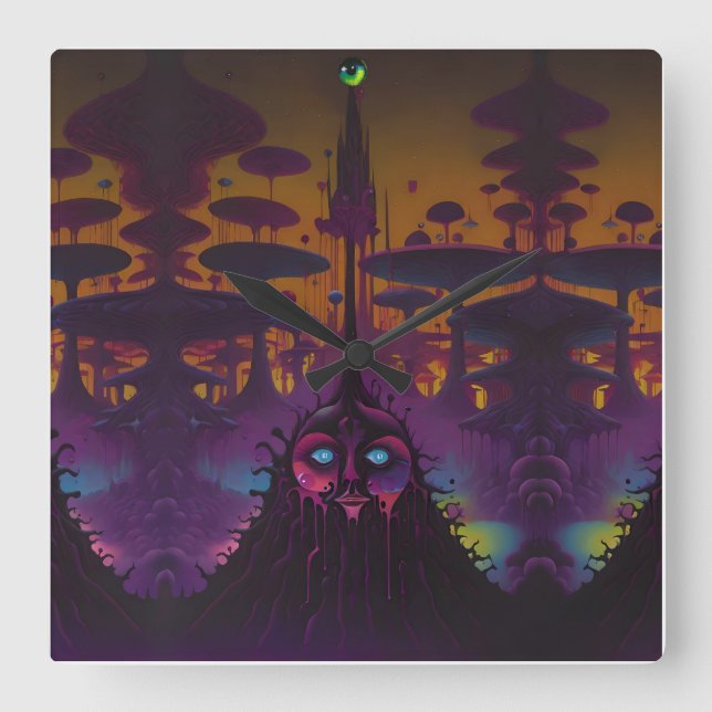 Relógio Quadrado O Sol Abaixo (Frente)