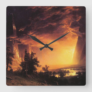 Relógio Quadrado O Sol de Albert Bierstadt no Vale Yosemite