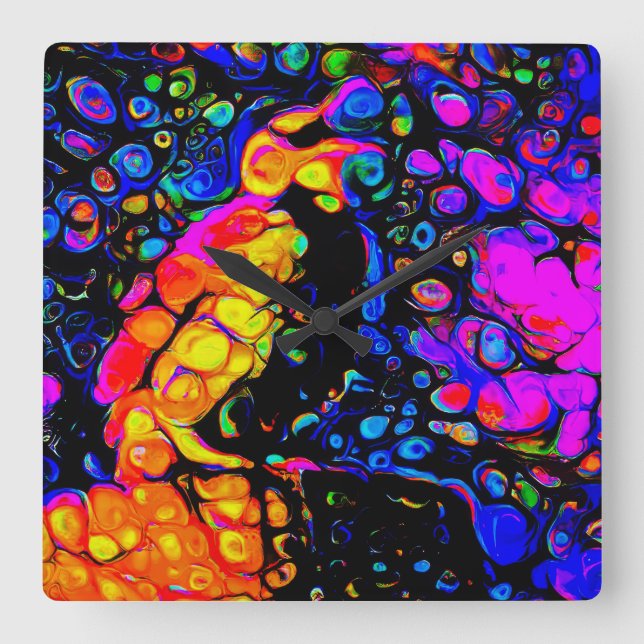 Relógio Quadrado O Solitário Pássaro 4: Estilo de Arte Líquida (Frente)