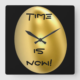 Relógio Quadrado O tempo é agora pulso de disparo de parede chique!