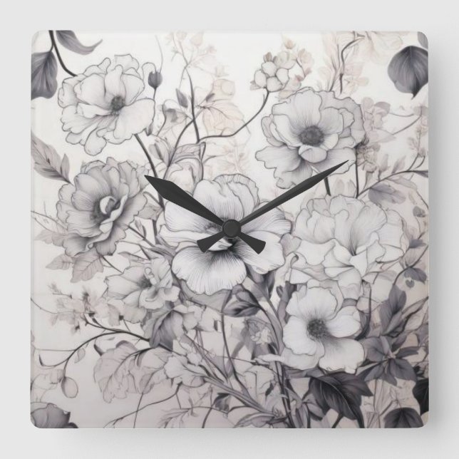 Relógio Quadrado O tempo pode ser preto e branco (Frente)