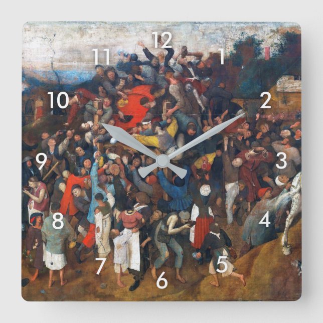 Relógio Quadrado O Vinho do Dia do Santo Martin, Pieter Bruegel (Frente)