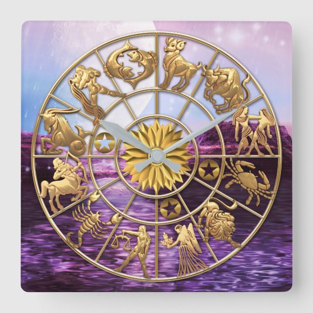 Relógio Quadrado O zodíaco assina as estrelas de três membros do (Frente)
