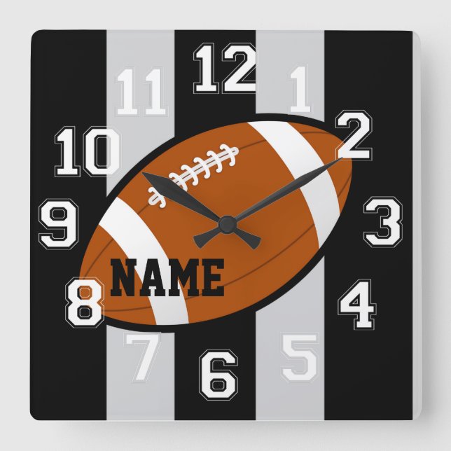 Relógio Quadrado Oakland Colors Football Wall Clock (Frente)