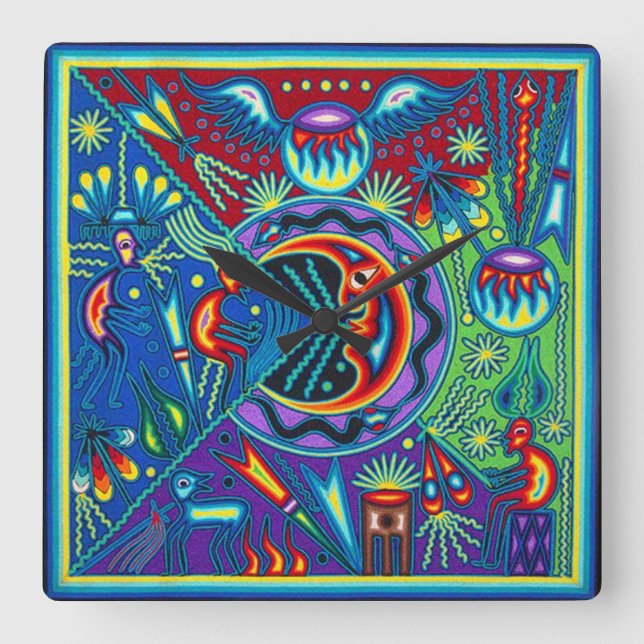 Relógio Quadrado Oaxaca México México Maia Mexicano Viagem (Frente)