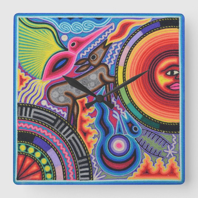 Relógio Quadrado Oaxaca México México Maia Mexicano Viagem (Frente)