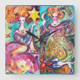 RELÓGIO QUADRADO OBJETIVOS DAS SOMBRAS PERDIDAS/DA LUA E DA ESTRELA