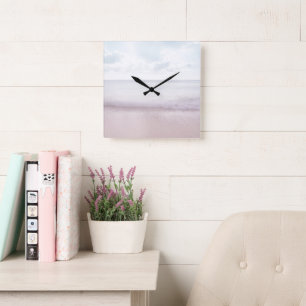 Relógio Quadrado Oceano Pastel Suave Ondas 4 #ocean#Arte