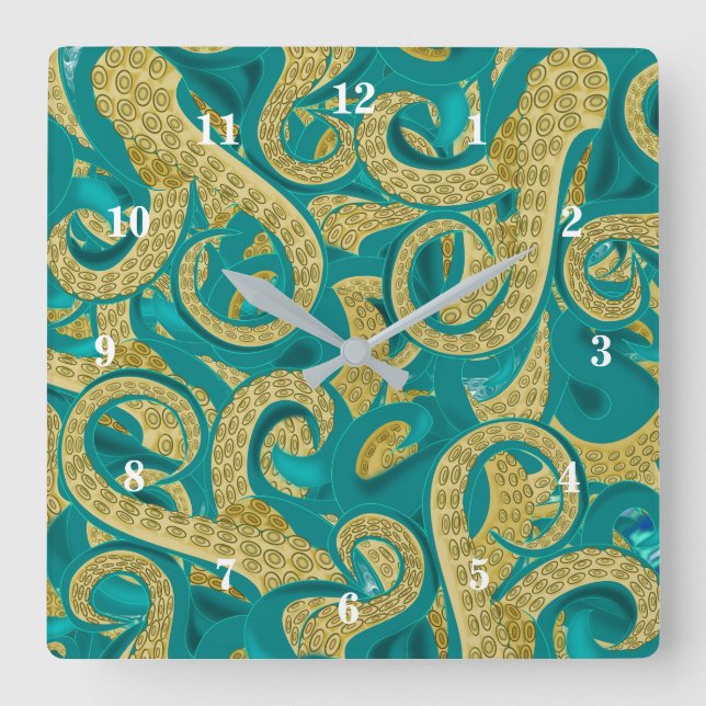 Relógio Quadrado Octopus Wall Clock (Frente)