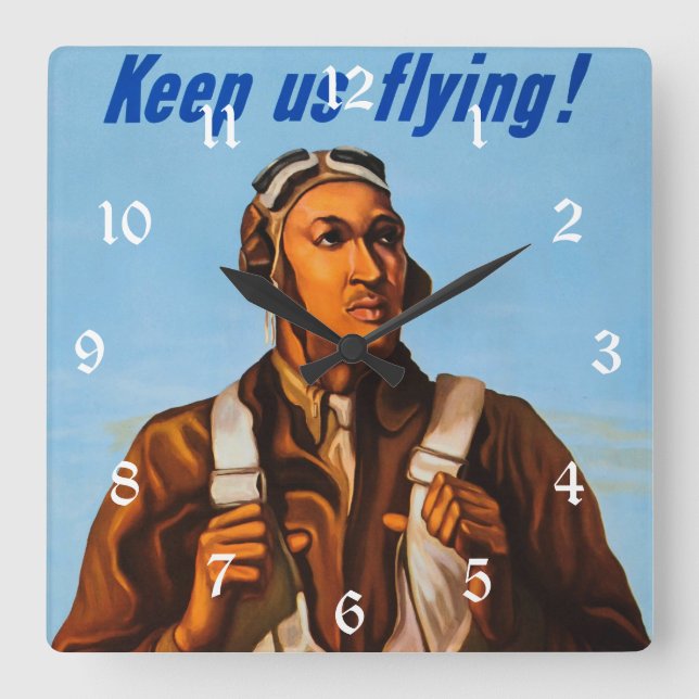 Relógio Quadrado Óculos de Aviador Pretos Pilotos de Caça dos EUA n (Frente)