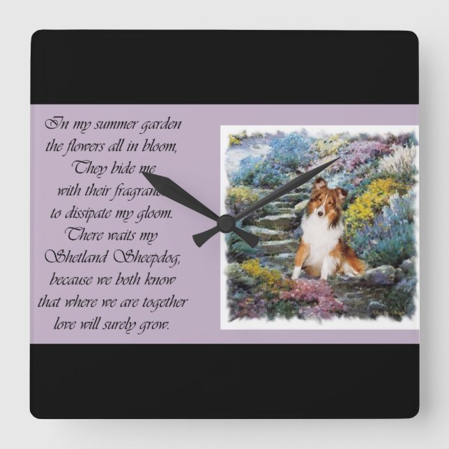 Relógio Quadrado Ofertas de arte Shetland Sheepdog (Frente)