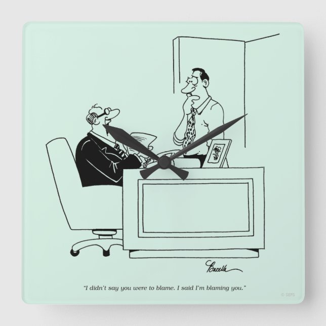 Relógio Quadrado Office Blame (Frente)