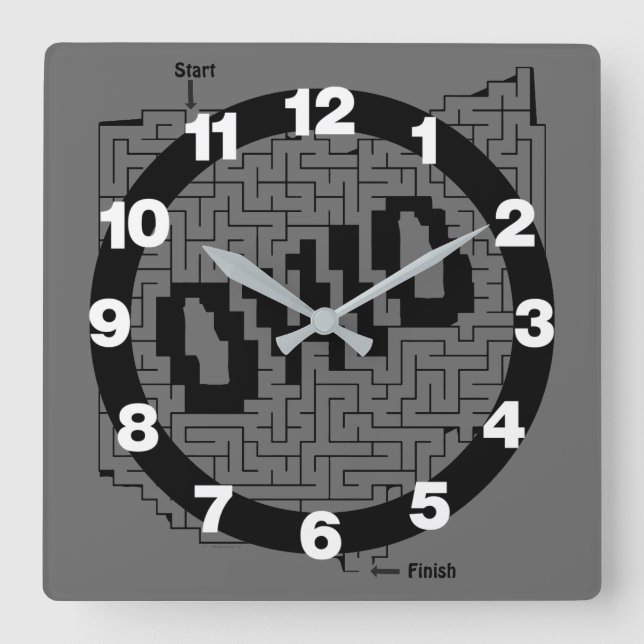 Relógio Quadrado Ohio Maze Quebra-cabeça (Frente)