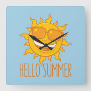 Relógio Quadrado Olá Summer Sun com óculos de sol