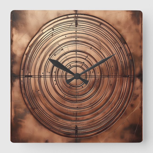 Relógio Quadrado old copper circular grooves (Frente)
