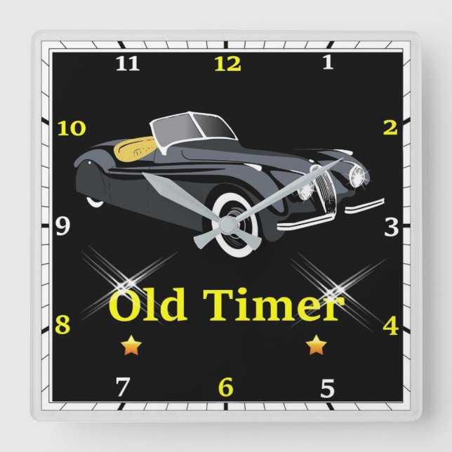 Relógio Quadrado Old Timer Jaguar Wall Clock (Frente)