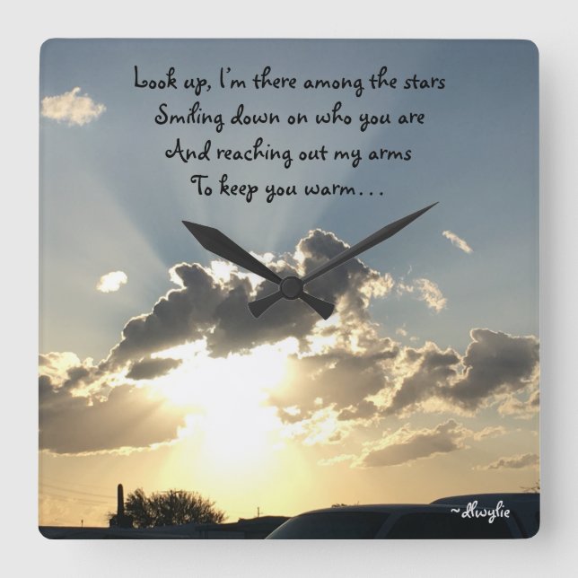 Relógio Quadrado Olhe para cima - um tributo a um amado (Frente)