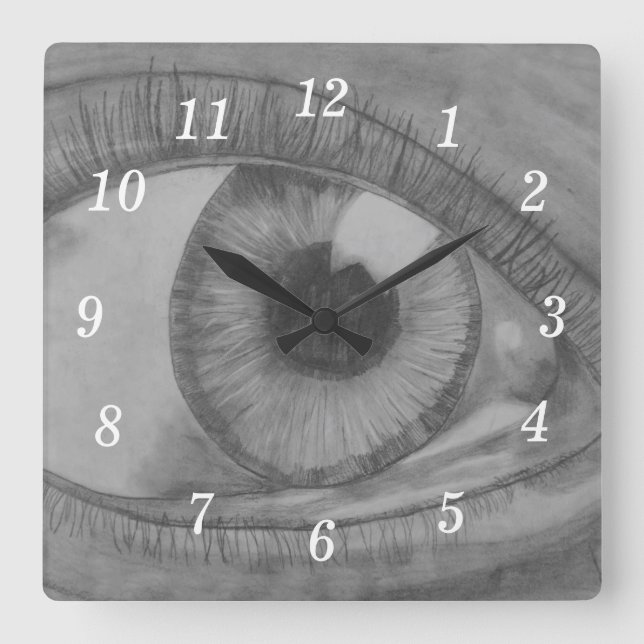 Relógio Quadrado Olhos Vemos Que Você Vai Clock (Frente)