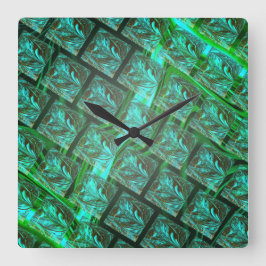 Relógio Quadrado "Olhos verdes em grelha", arranhados e borrados