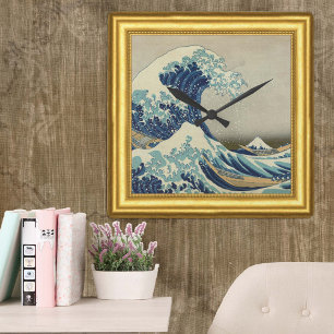 Relógio Quadrado Onda de excelente de Kanagawa, Japão, Framed
