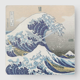 Relógio Quadrado Onda Japonesa