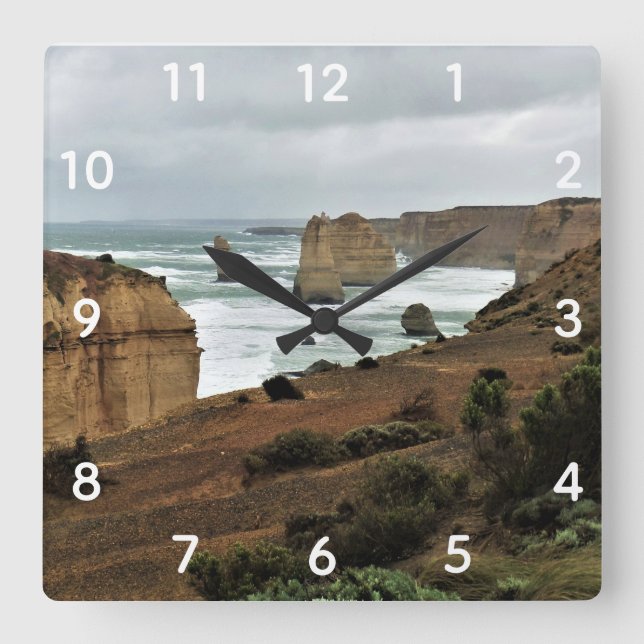 Relógio Quadrado Ondas contra o tempo - Excelente Ocean Road (Frente)