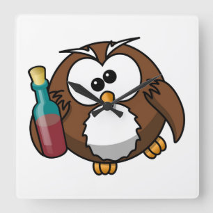 RELÓGIO QUADRADO "ONDE ESTÁ A FESTA?" DRUNKEN OWL
