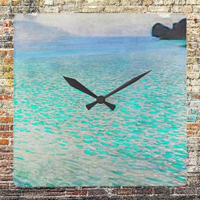 Relógio Quadrado Onde o tempo encontra a arte: Gustav Klimt Atterse (Criador carregado)