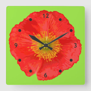 Relógio Quadrado Only a Poppy Blossom + your backgr. & ideas