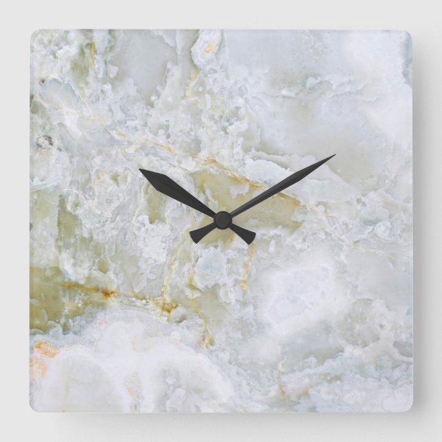 Relógio Quadrado Onyx Stone Pattern Acrylic Wall Clock (Frente)