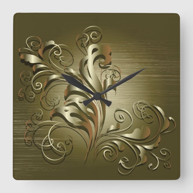 Relógio Quadrado Opções elegantes de Abstrato 5 Wall Clocks e Numer (Frente)