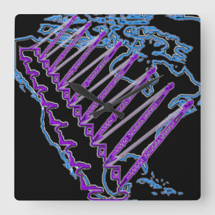 RELÓGIO QUADRADO OPERADOR DE CRANE EUA MAPA NEON OLHA CRAWLER CRANE