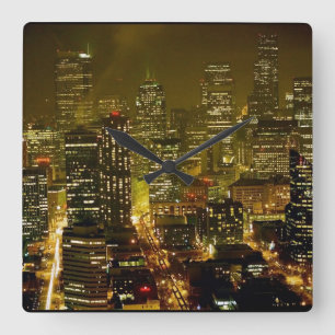 Relógio Quadrado Opinião da cidade de Seattle