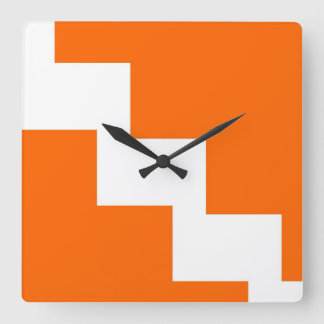 Relógio Quadrado Orange Chevron Wall Clock
