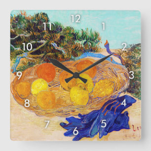 Relógio Quadrado Oranges and Lemons with Blue Gloves, Van Gogh