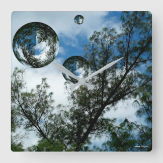 Relógio Quadrado Orbs flutuantes